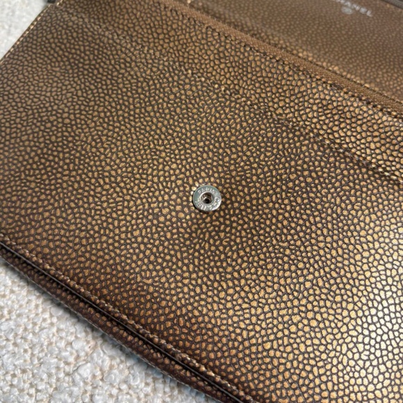 Authentic Chanel Gold Bronze Metallic Caviar Timeless Wallet on Chain Double CC - Picture 2 of 13
